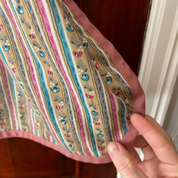 Vintage 50s Floral Calico Half Apron – Pink Handmade – Cottagecore Kitchen Apron - Picture 2 of 10